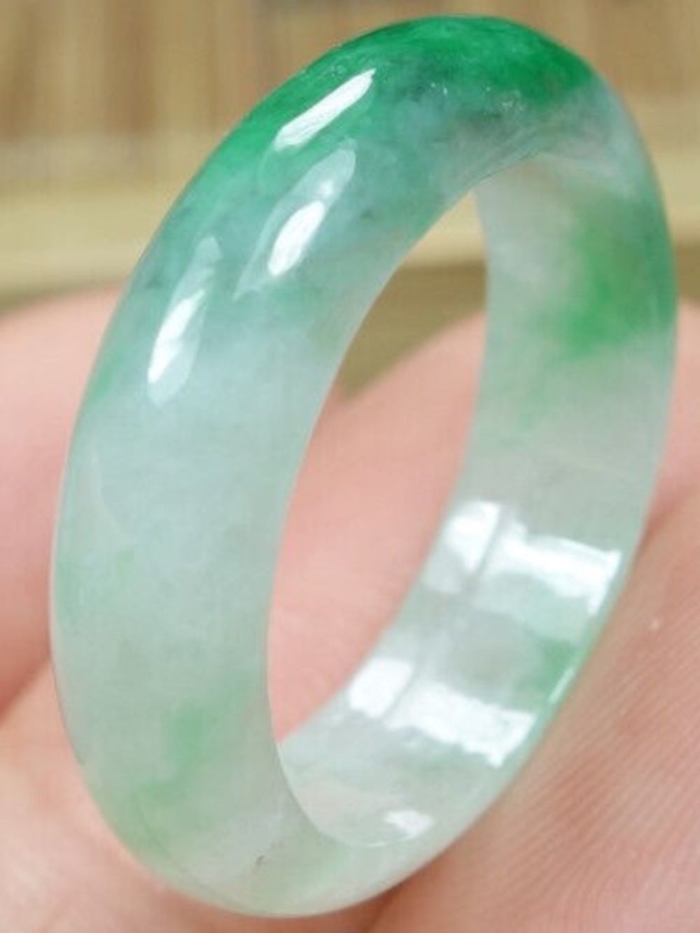 Certified Green Burma 100% Natural A jadeite Jade Ring 戒指 指环 USA.8#